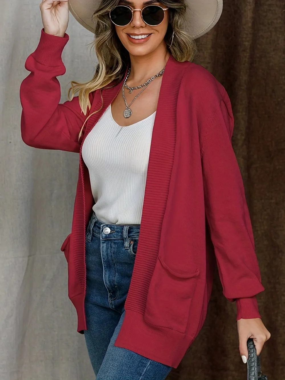 Open Front Long Sleeve Sweater Cardigan, image 9
