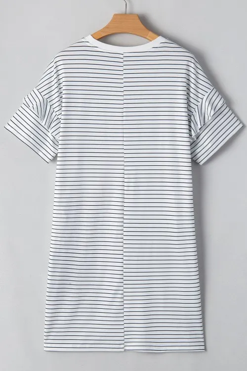 Stripe Round Neck Short Sleeve Mini Dress, image 6