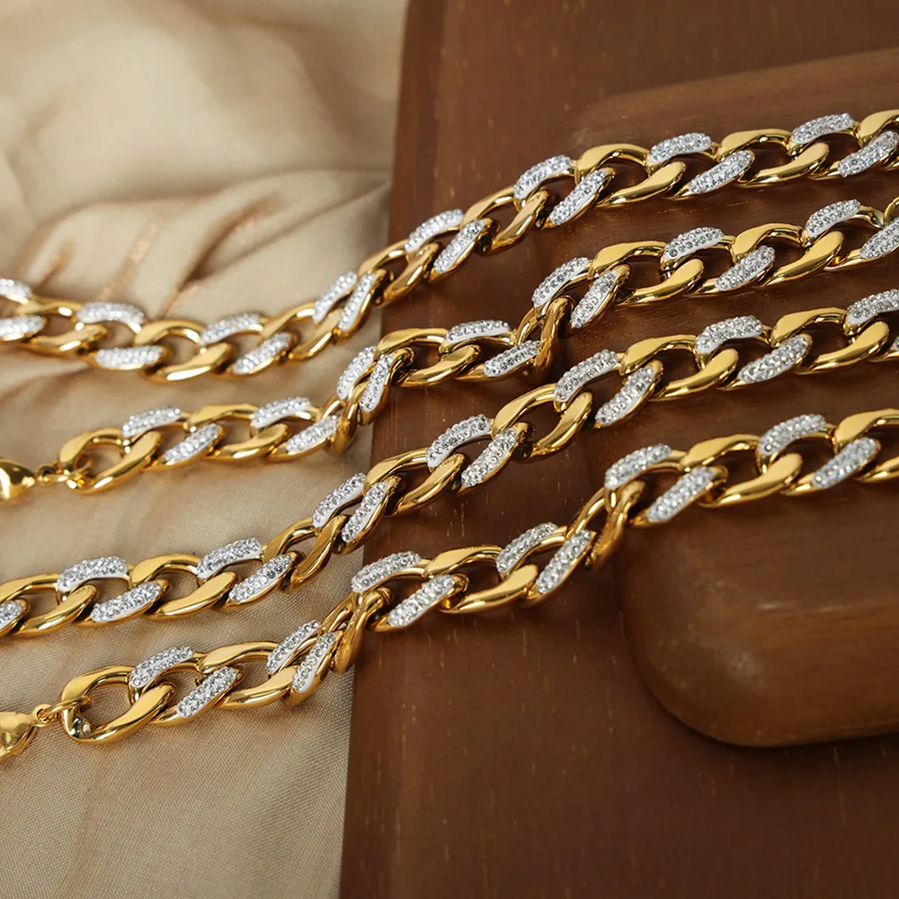 Zircon Titanium Steel Chunky Chain Necklace, image 3