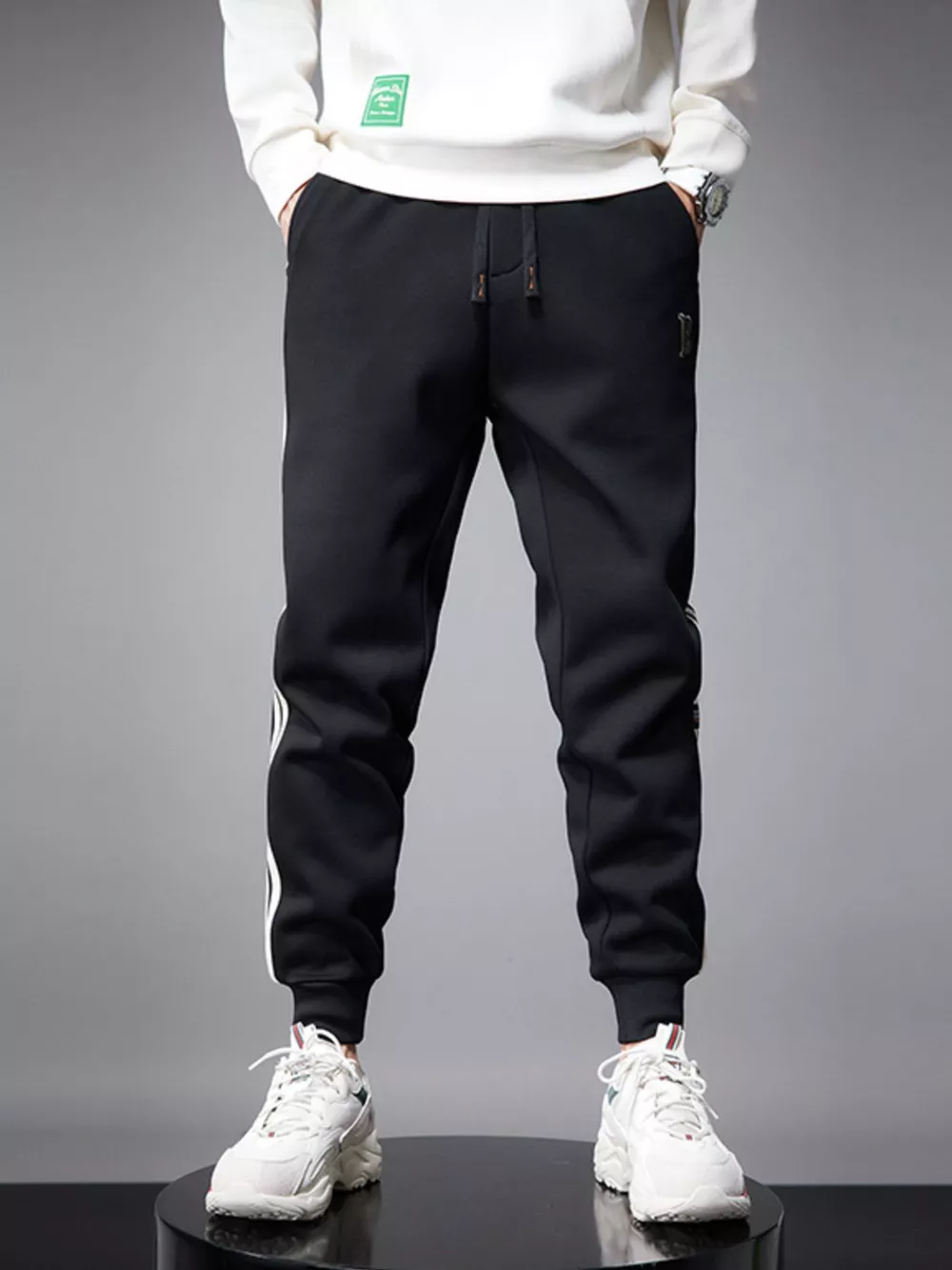 Men's Casual Striped Joggers, image 5