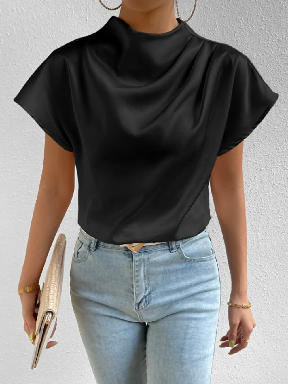 Mock Neck Short Sleeve Blouse, image 22