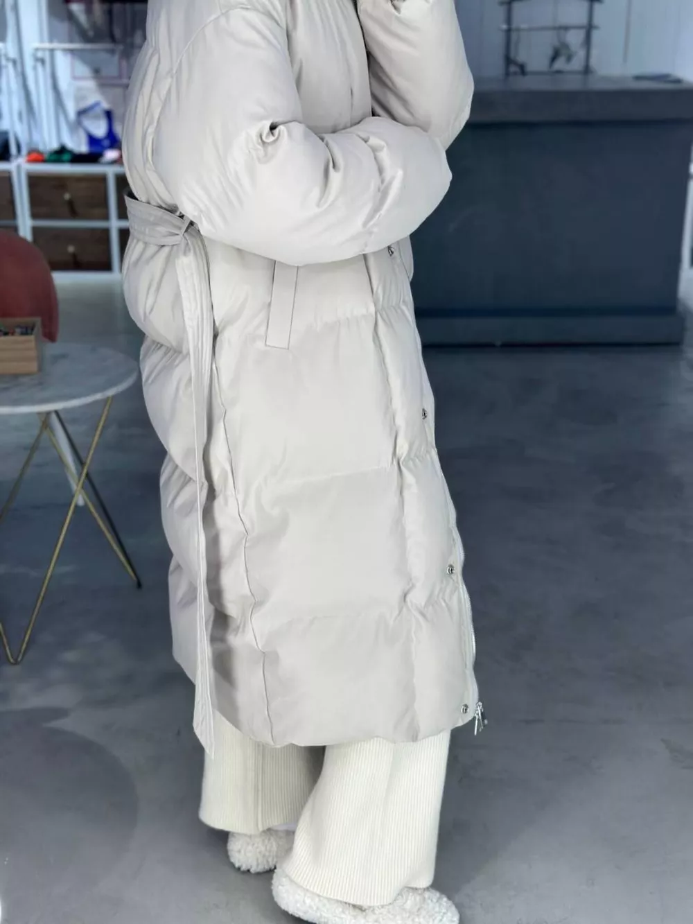 Longline Padded Winter Coat with Belted, image 10