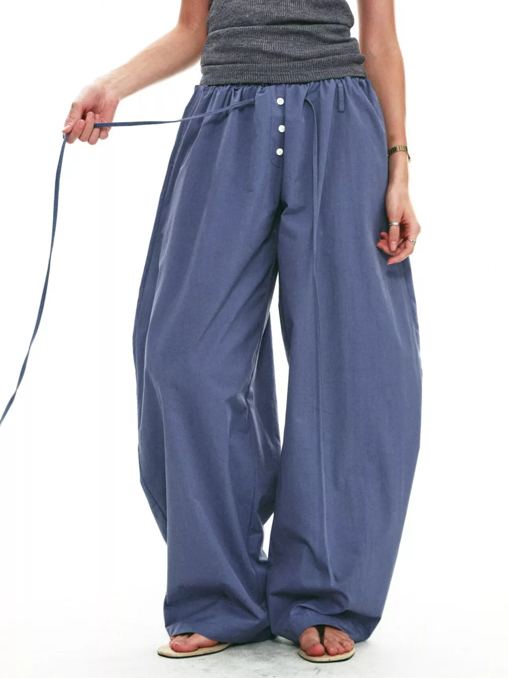 Drawstring Wide-Leg Pants, image 2