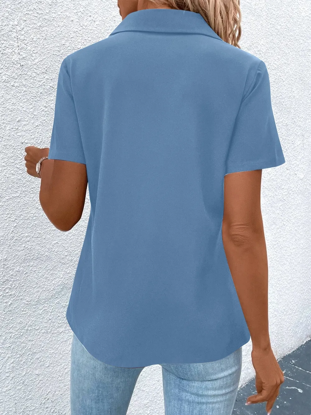 Zip Collar Short Sleeve Top, image 10