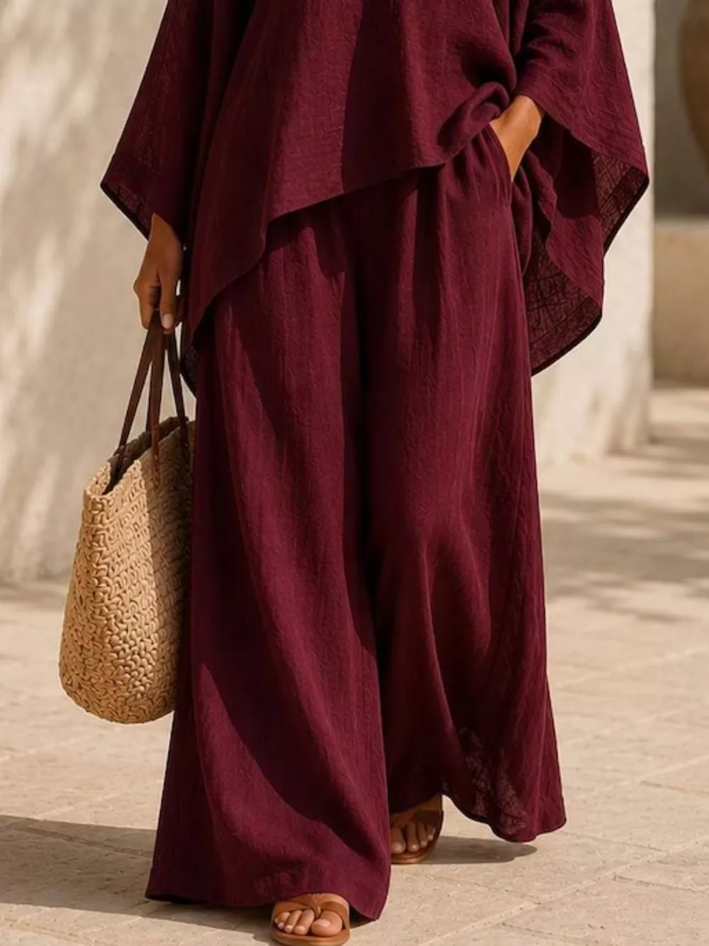 Full Size Loose Fit Top and Wide-Leg Pants Set Plus Size, image 19