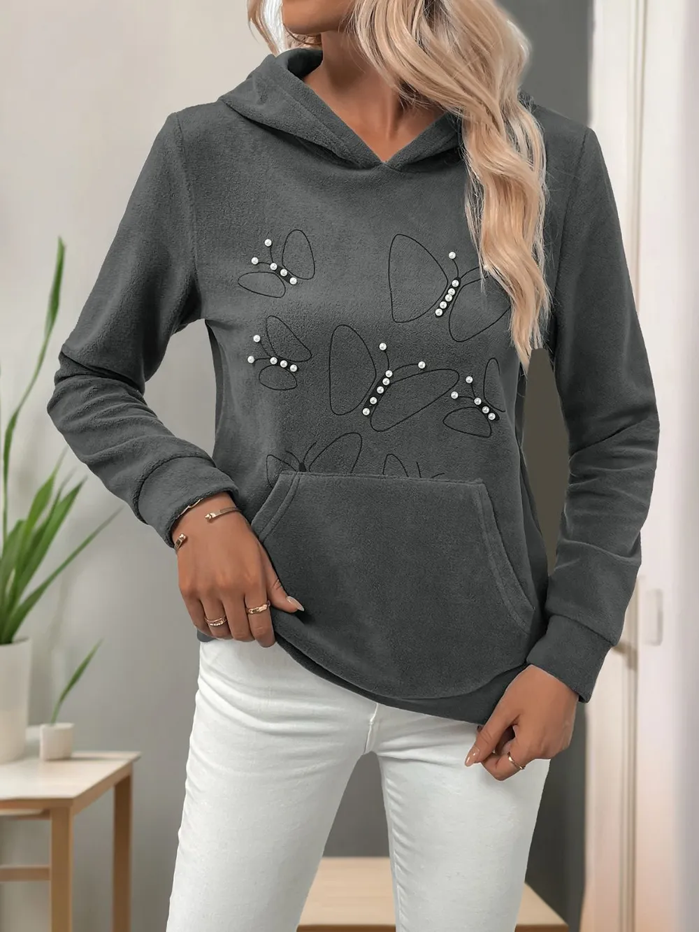 Pearl Butterfly Long Sleeve Hoodie, image 4