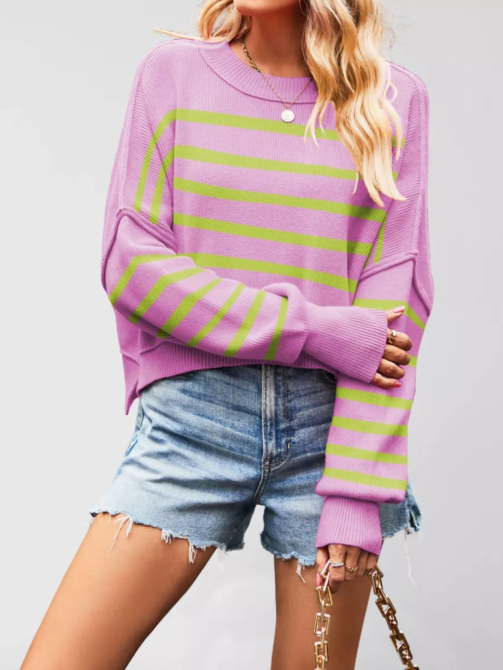 Crew Neck Dropped Shoulder Sweater, image 17