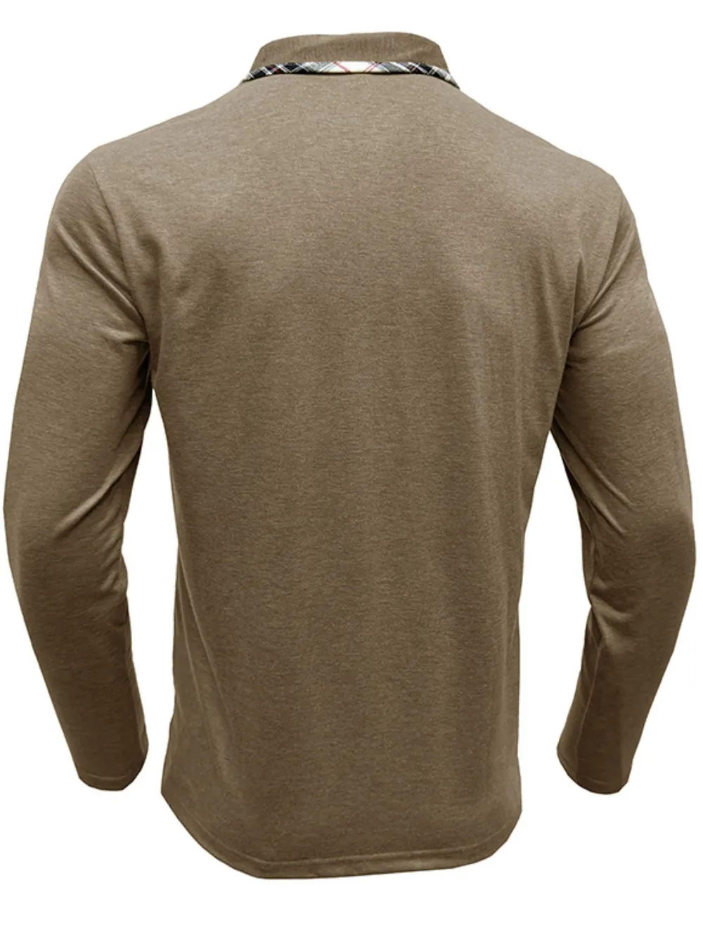 Men's Full Size Plaid Collar Neck Long Sleeve Polo Shirt Plus Size, image 5