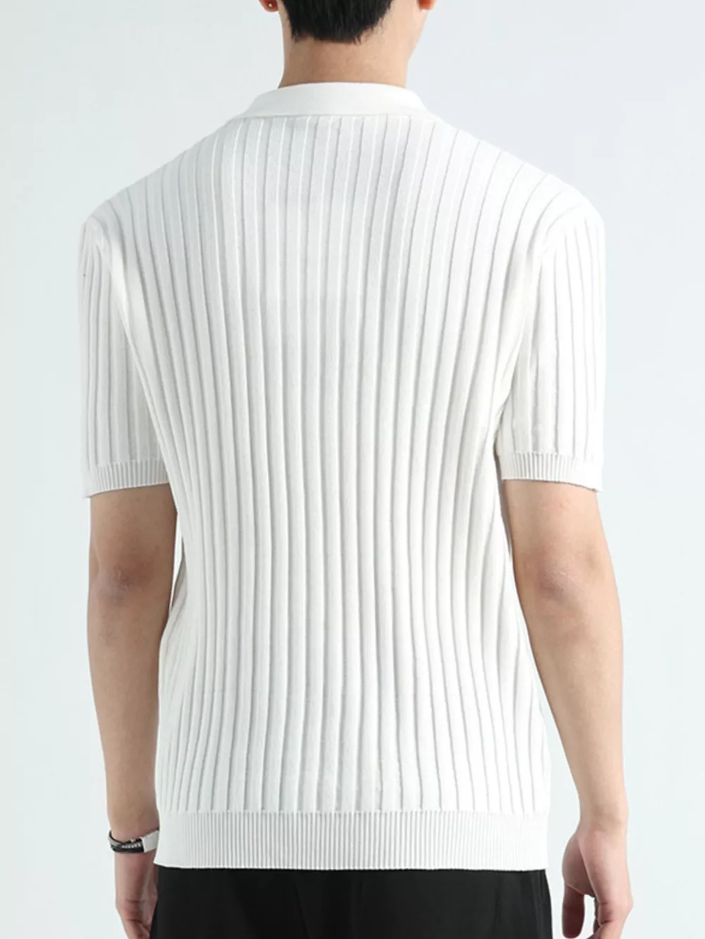 Men's Plus Size Ribbed Knit Short Sleeve Polo, image 6