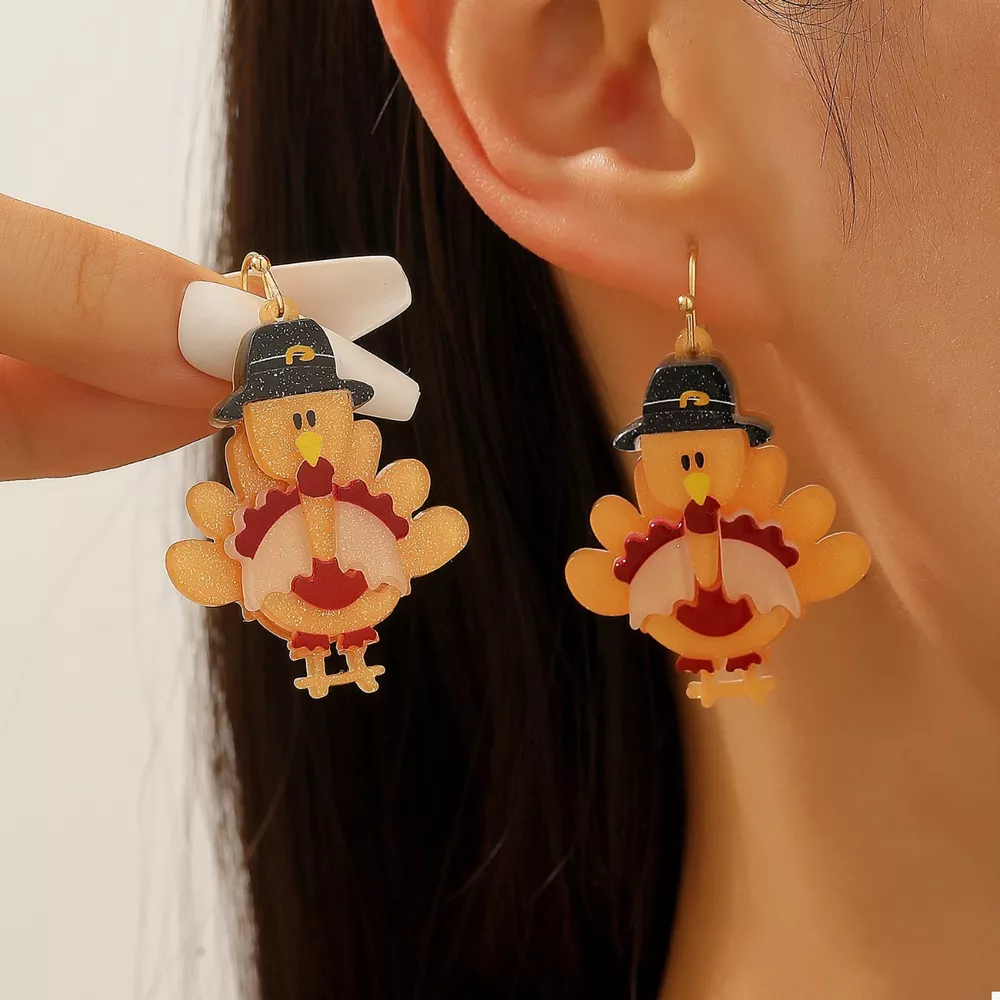 Thanksgiving Turkey Dangle Earrings, image 2