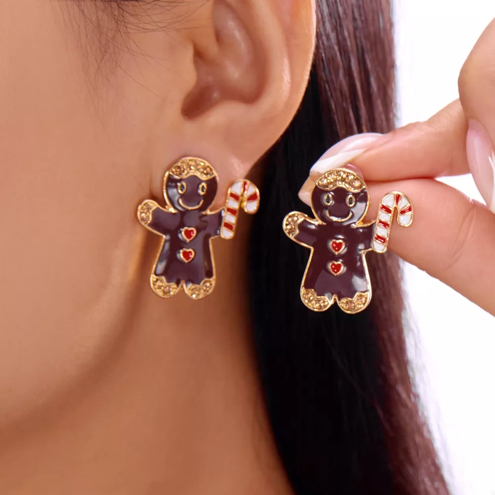 Alloy Gingerbread Man Stud Earrings, image 9