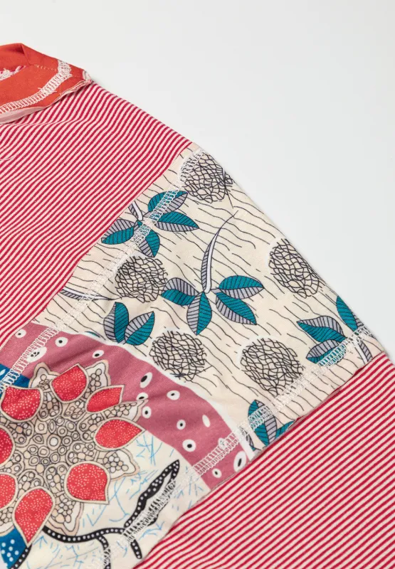 Striped Floral Patchwork Round Neck Top, image 11