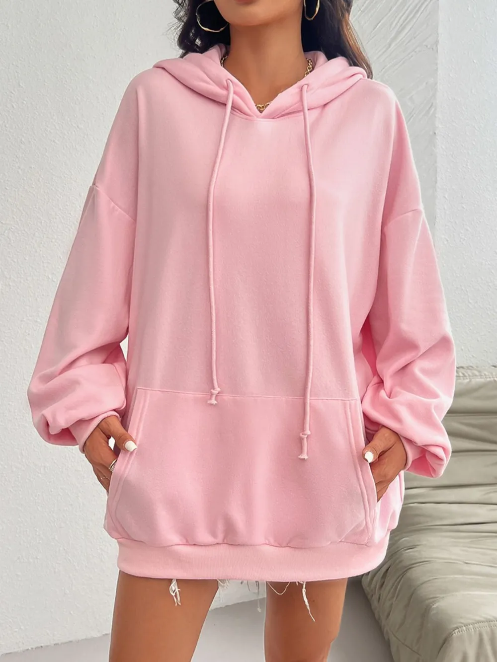 Drawstring Long Sleeve Hoodie, image 4