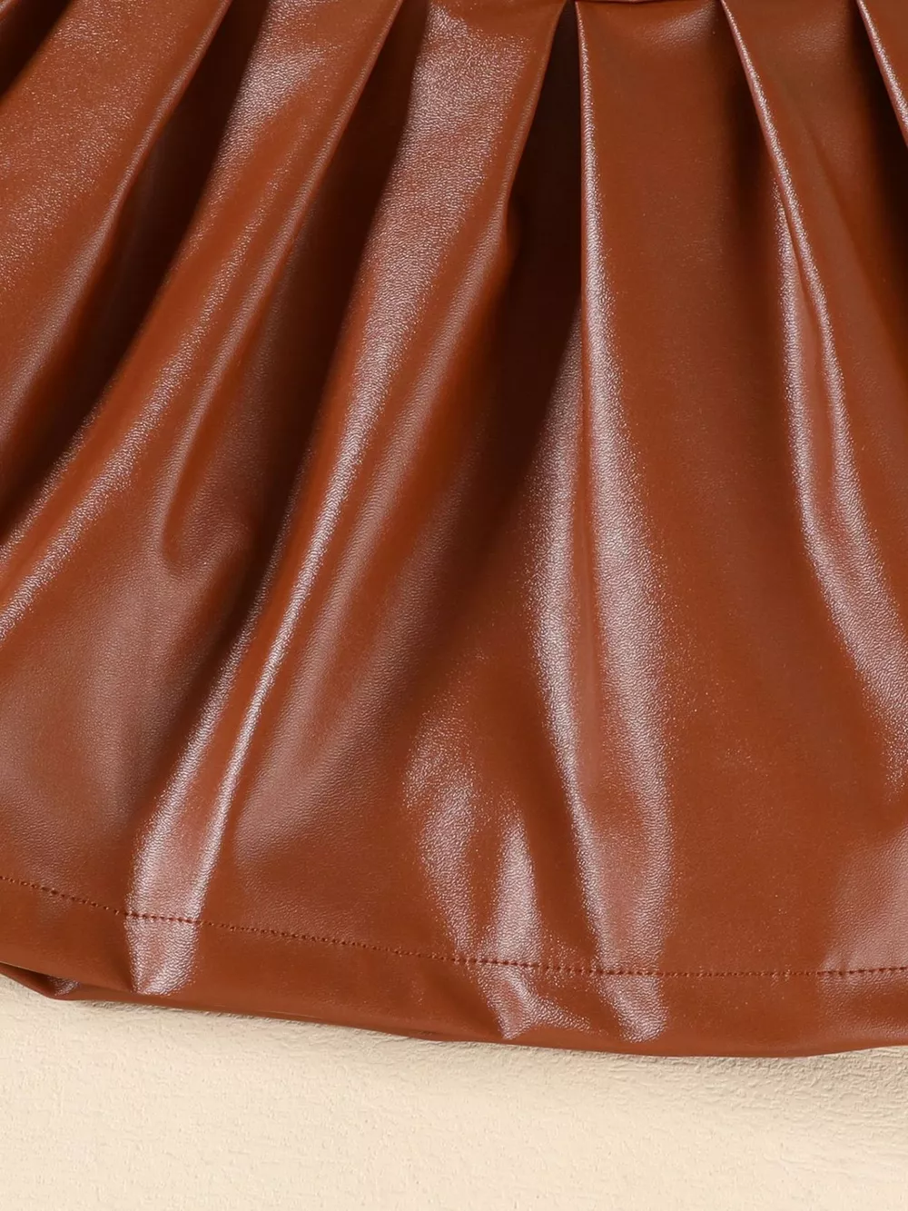 Children's Faux Leather Jacket & Pleated Skirt Set, image 7