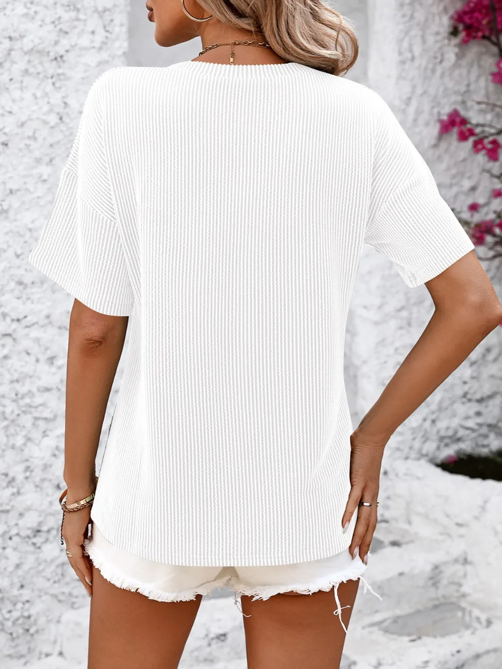V-Neck Dropped Shoulder T-Shirt, image 17