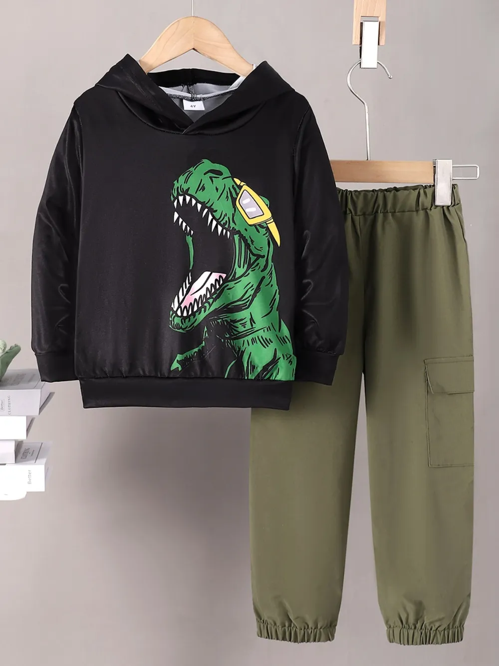 Children's Dinosaur Graphic Hoodie and Pants Set, image 5
