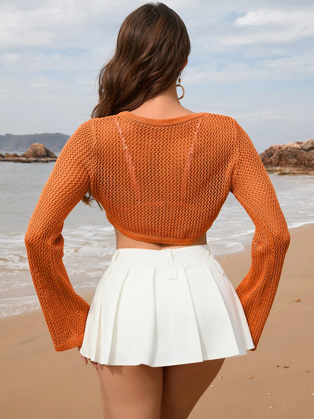 Openwork Long Sleeve Cover-Up, image 3