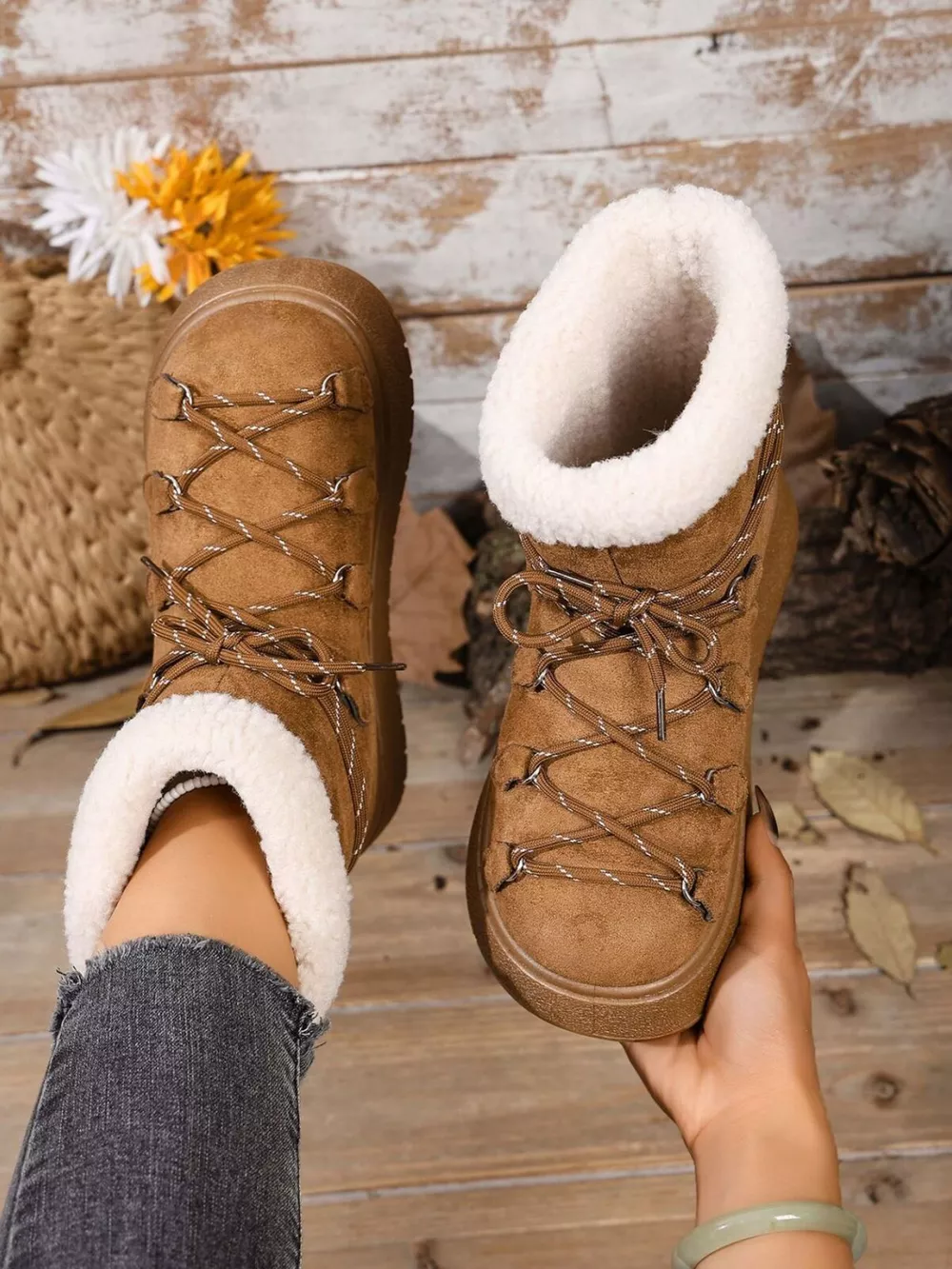 Round Toe Lace Up Platform Boots, image 7