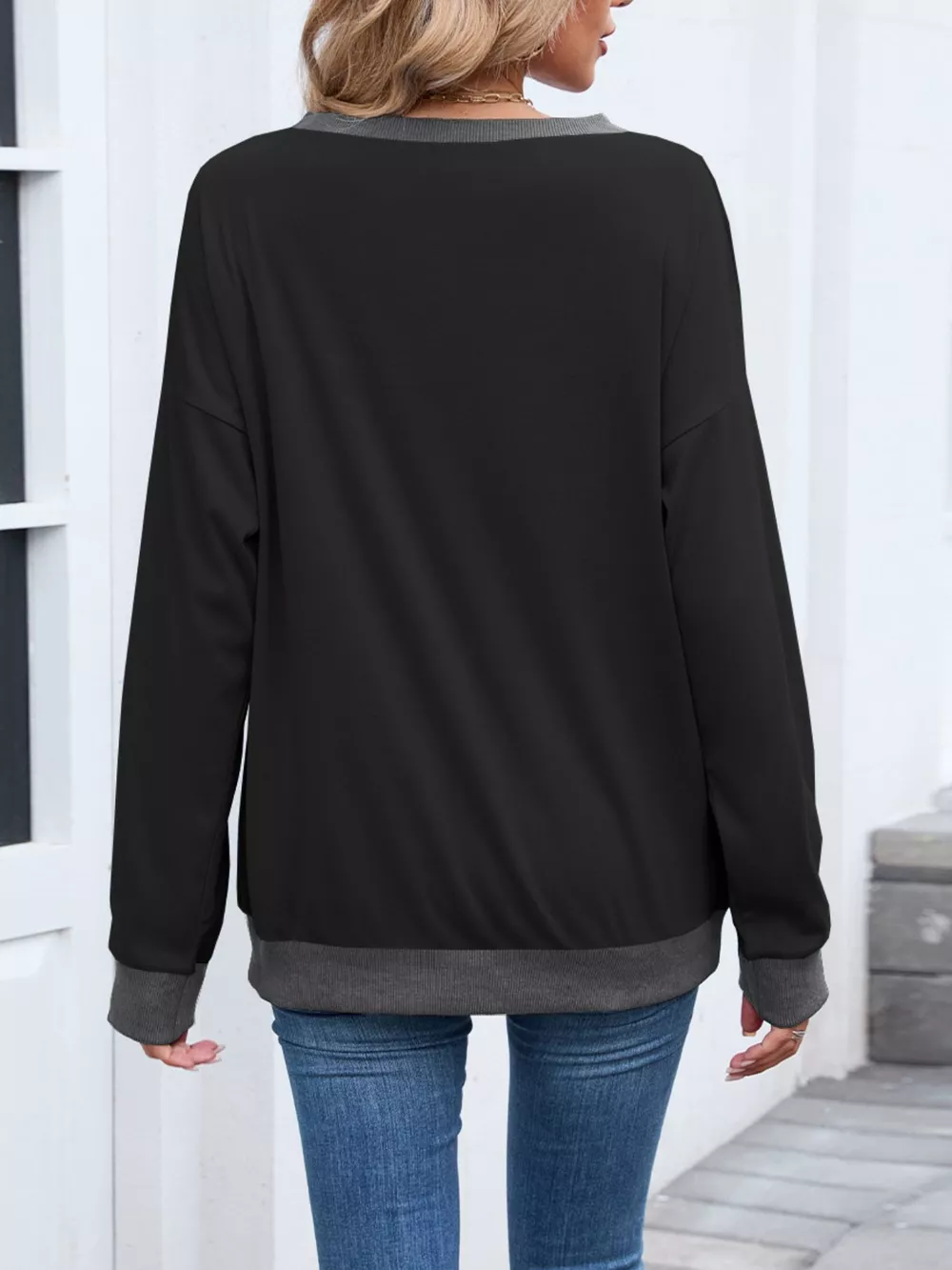 Contrast Trim Long Sleeve Sweatshirt, image 25