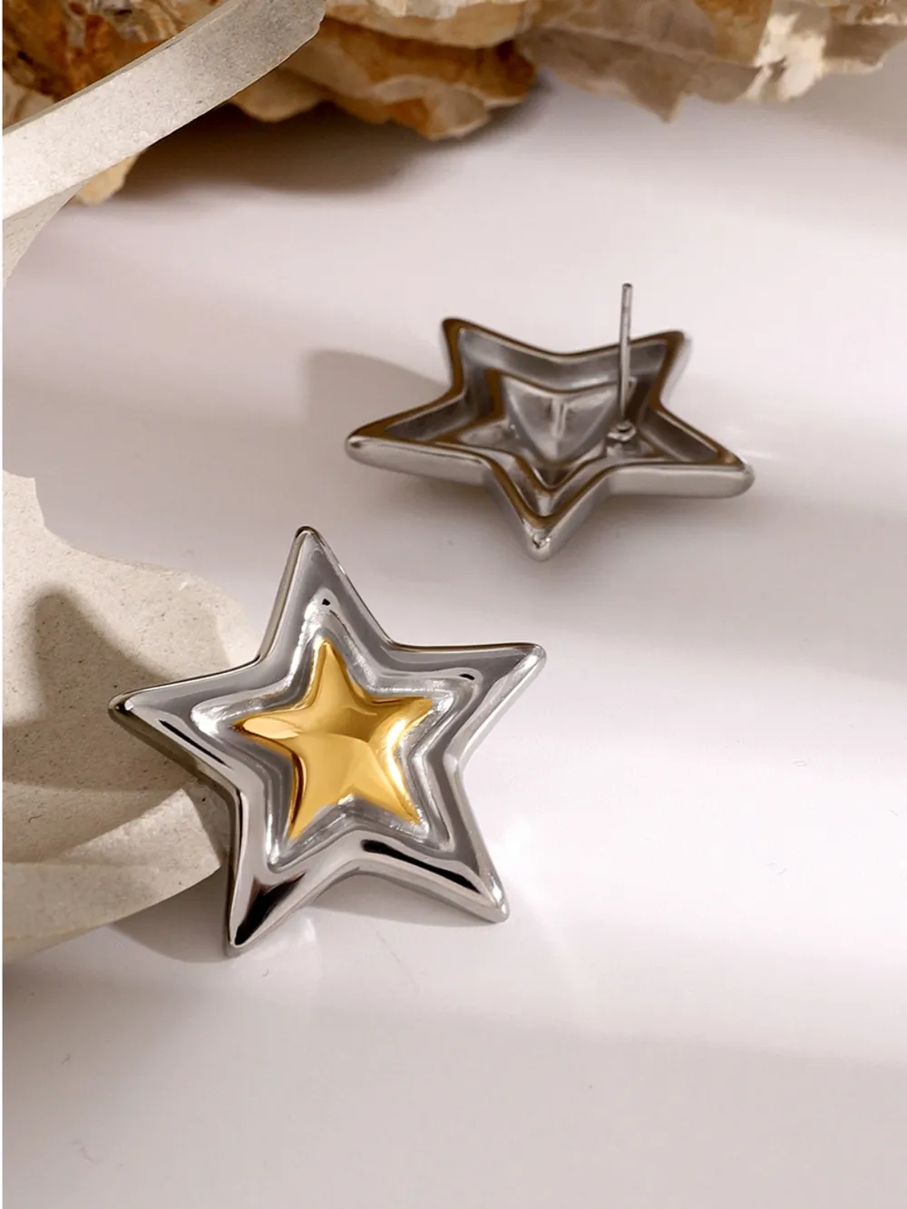 Stainless Steel Star Stud Earrings, image 7