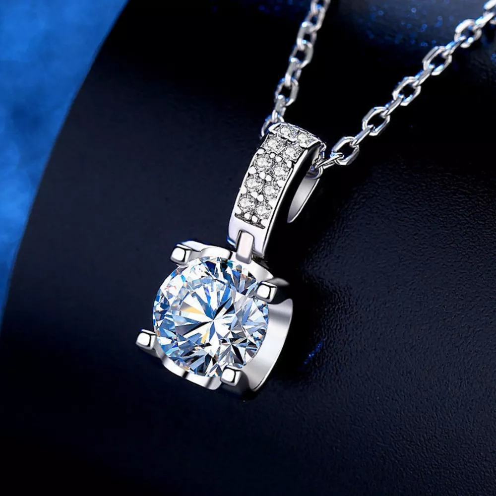 1 Carat Moissanite 925 Sterling Silver Necklace, image 2