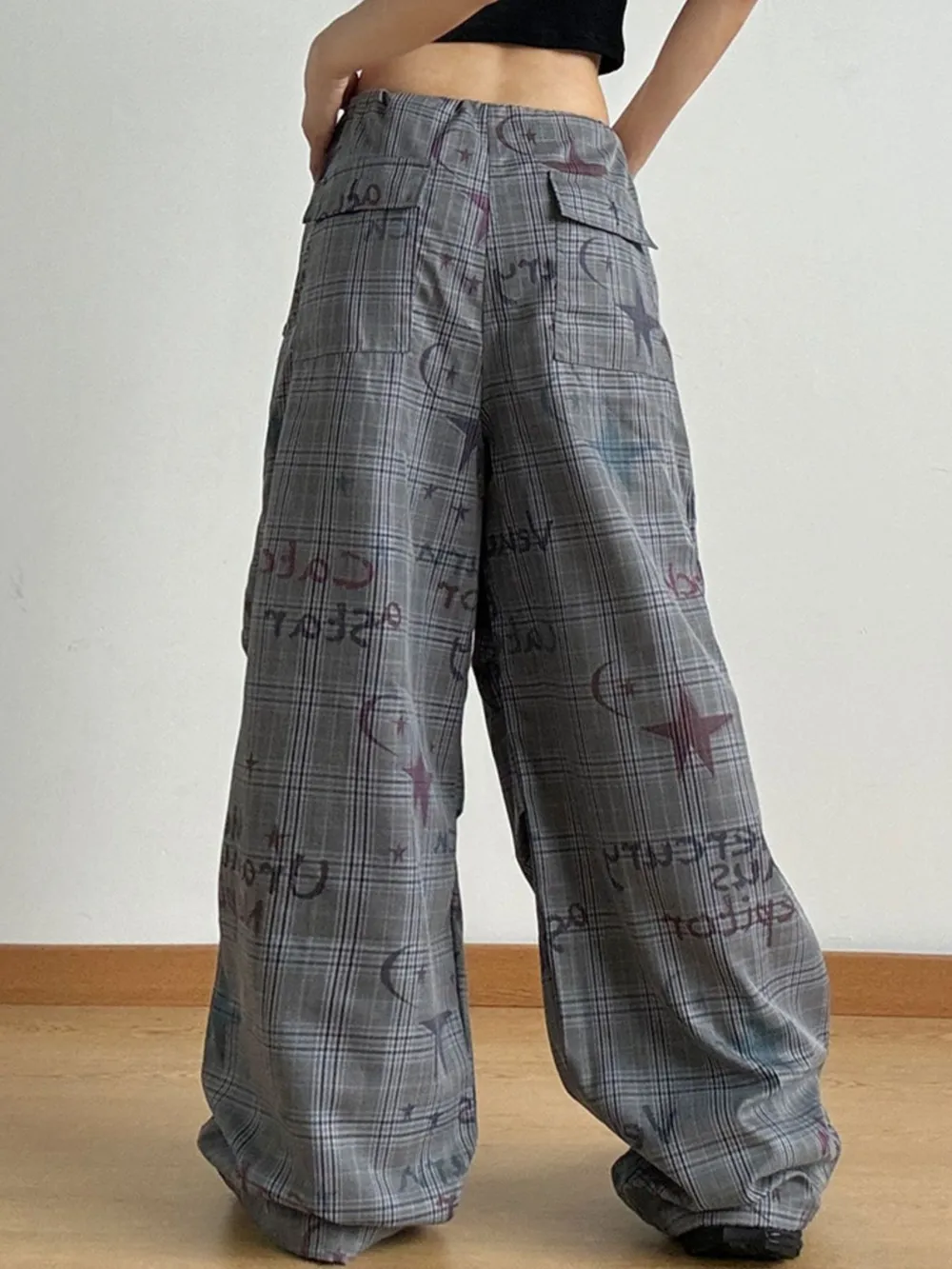 Drawstring Plaid Wide Leg Pants, image 5