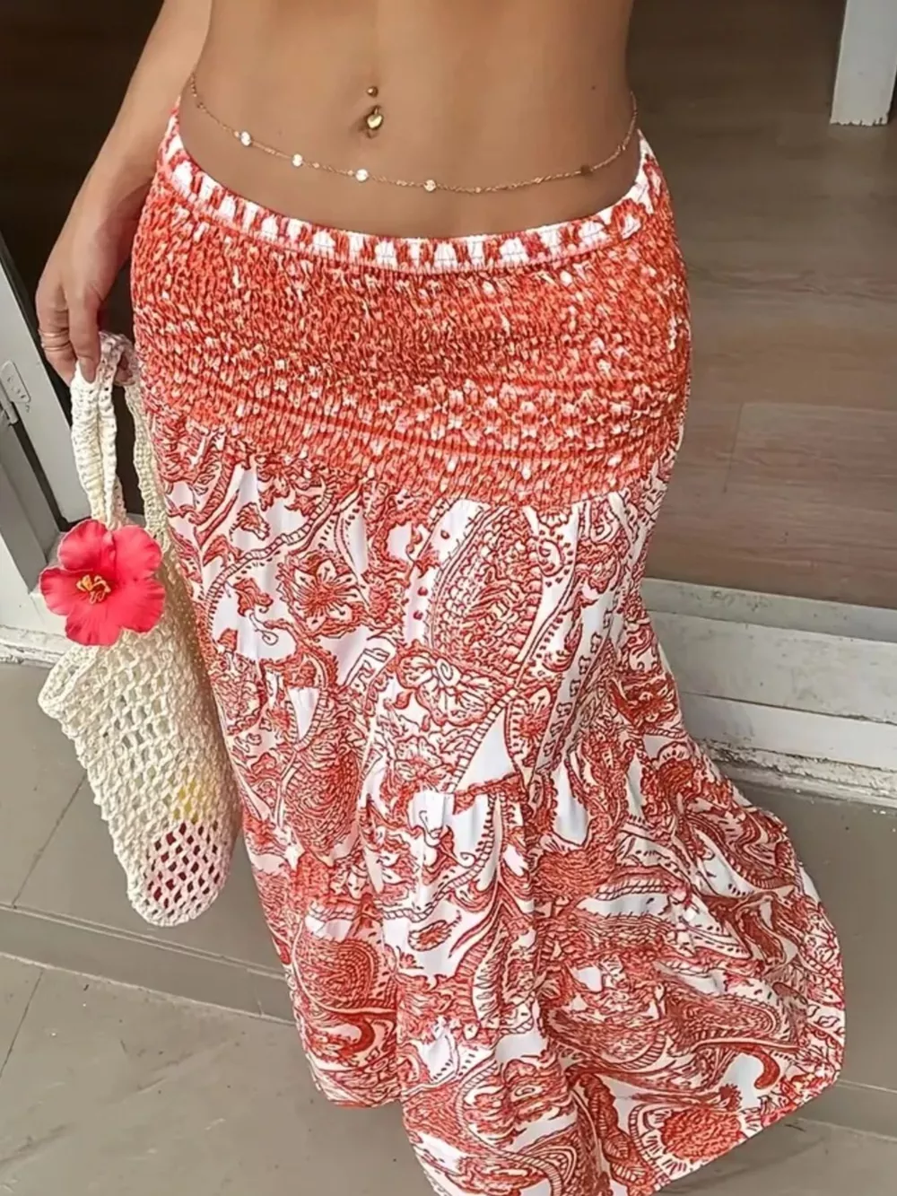 Paisley Print Maxi Skirt, image 10