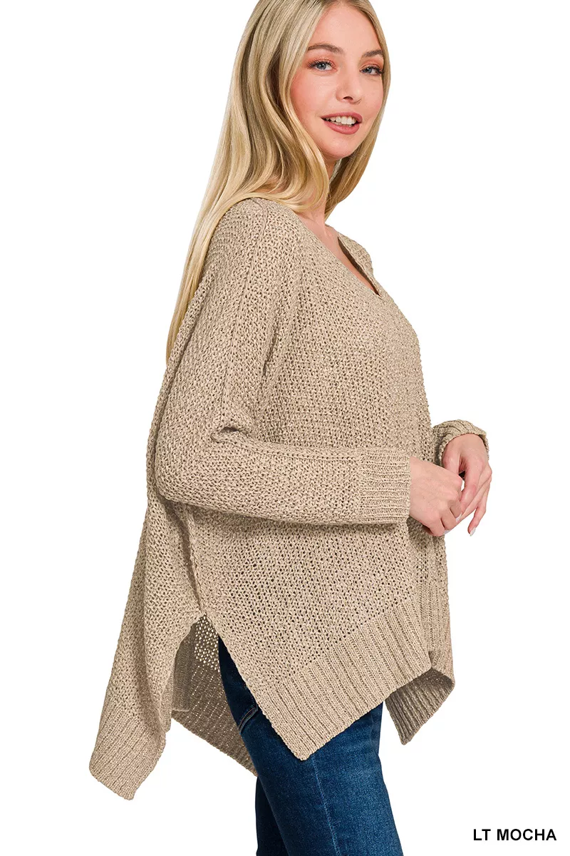 Dolman Sleeve V-Neck Sweater, image 2