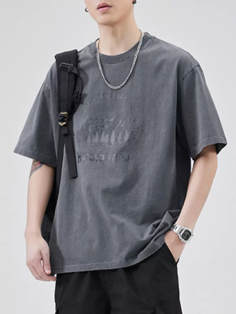 Men's Plus Size Round Neck Half Sleeve T-Shirt, image 2