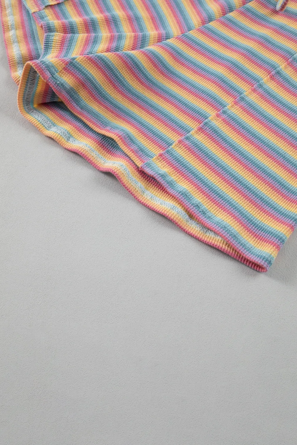 Striped Round Neck Top and Shorts Set, image 3