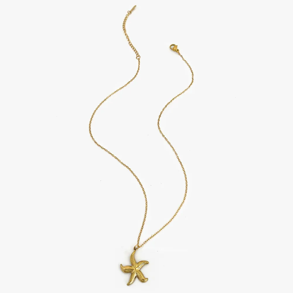 2-Piece 18K Gold-Plated Starfish Spiral Pendant Necklace, image 4