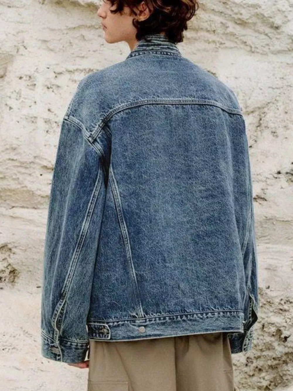 Men's Plus Size Washed Tied Long Sleeve Denim Jacket, image 4