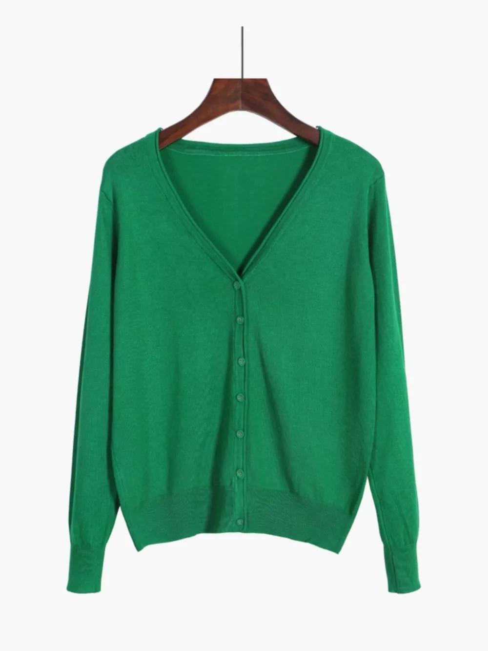 Classic V-Neck Button-Down Knit Cardigan, image 37