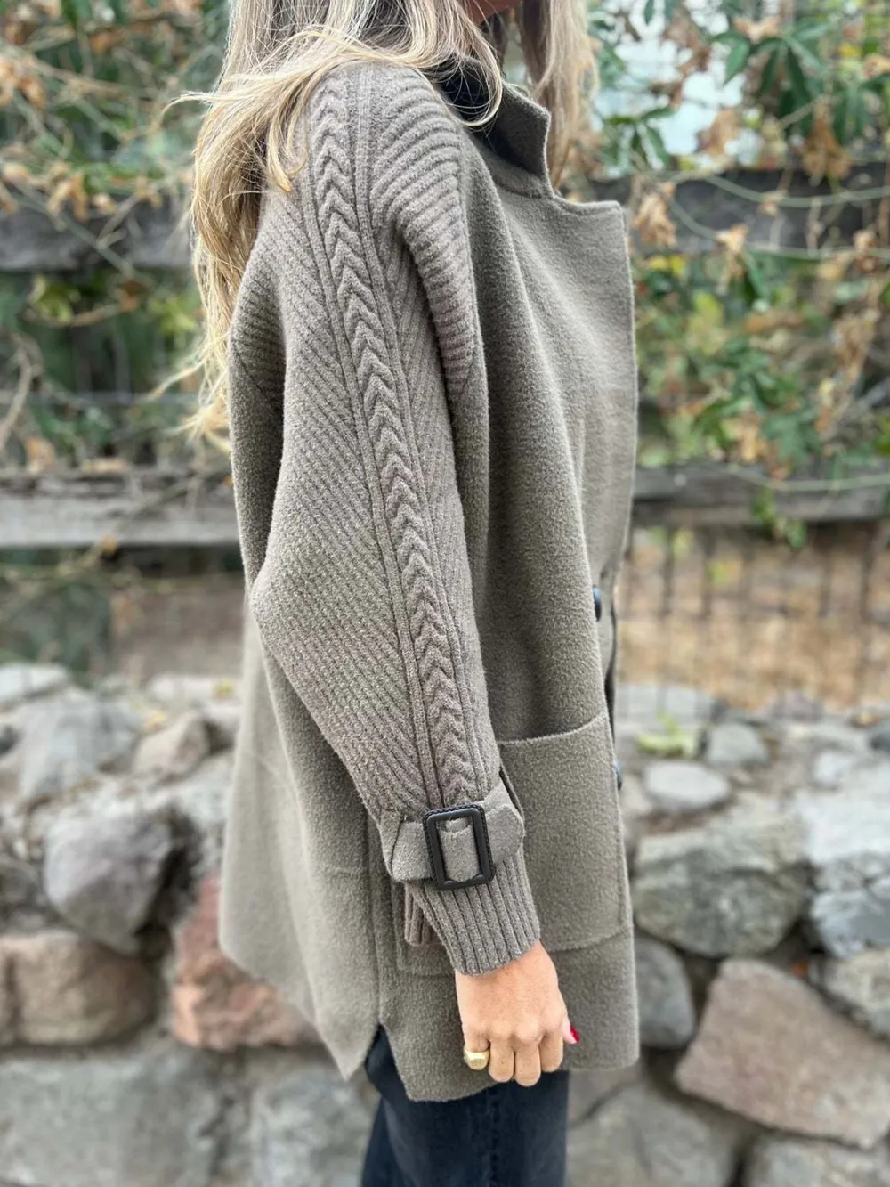 Full Size Texture Knit Longline Coat Plus Size, image 6