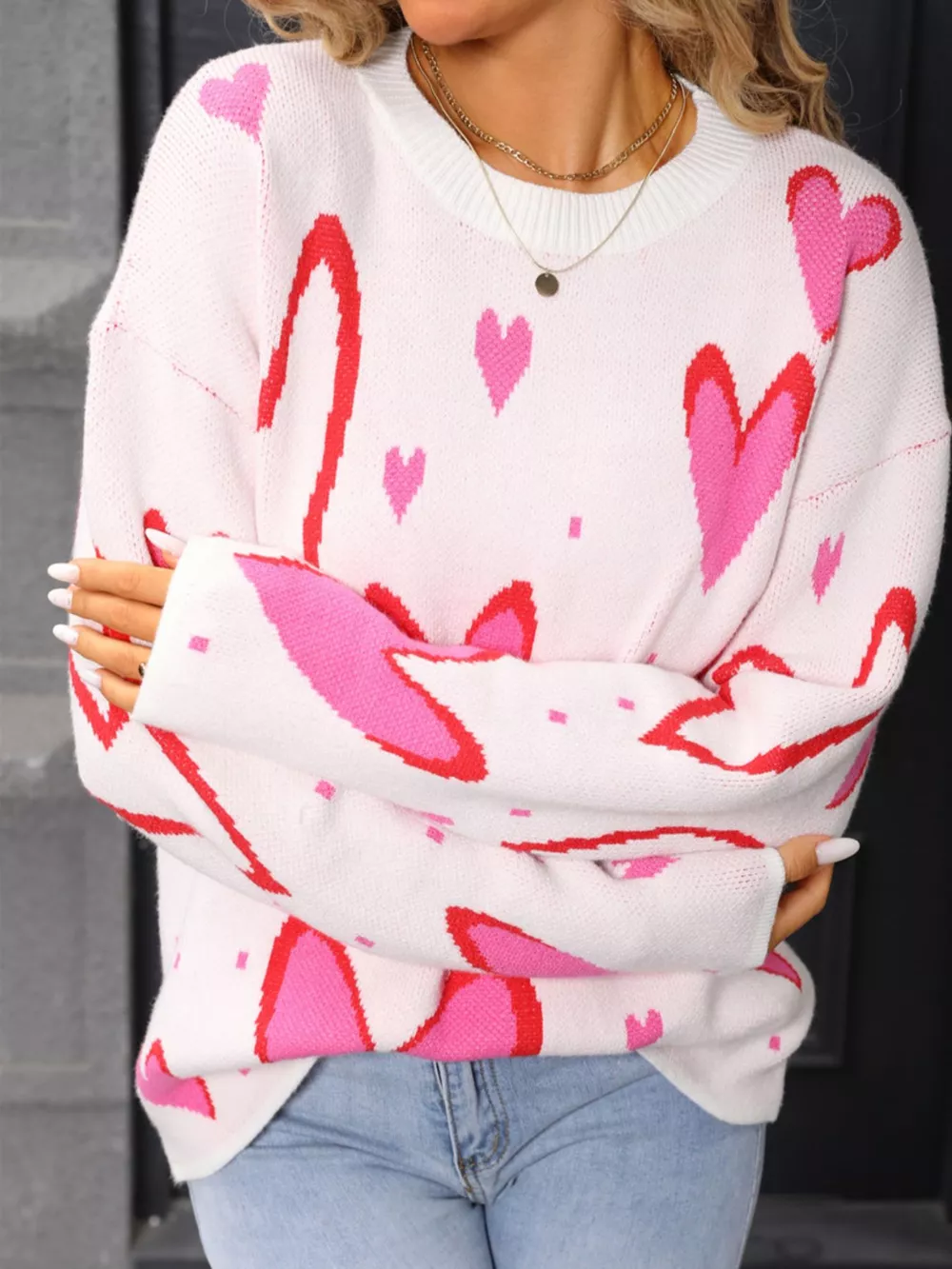 Valentine's Day Heart Crew Neck Sweater, image 9