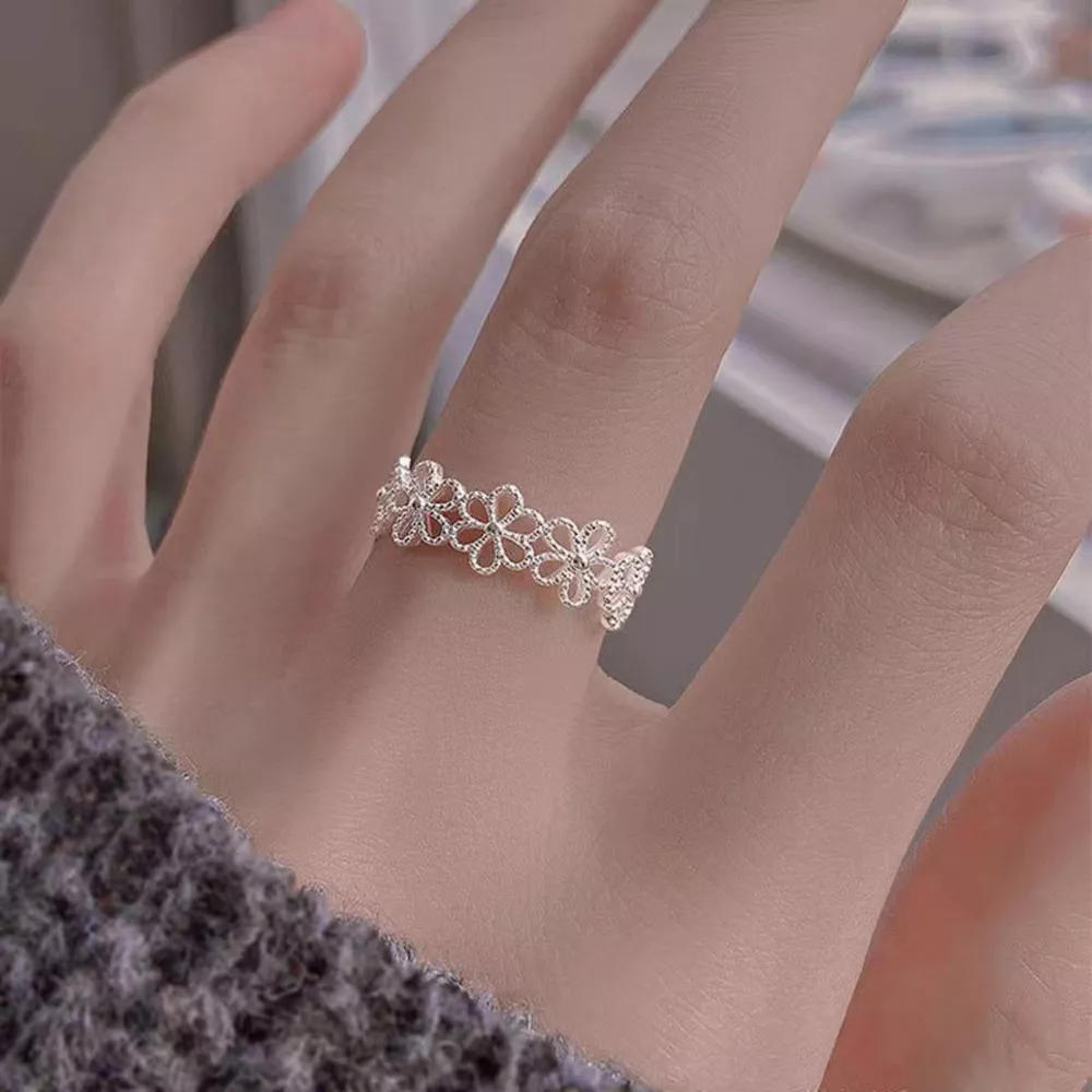 Floral Adjustable Open Ring, image 7