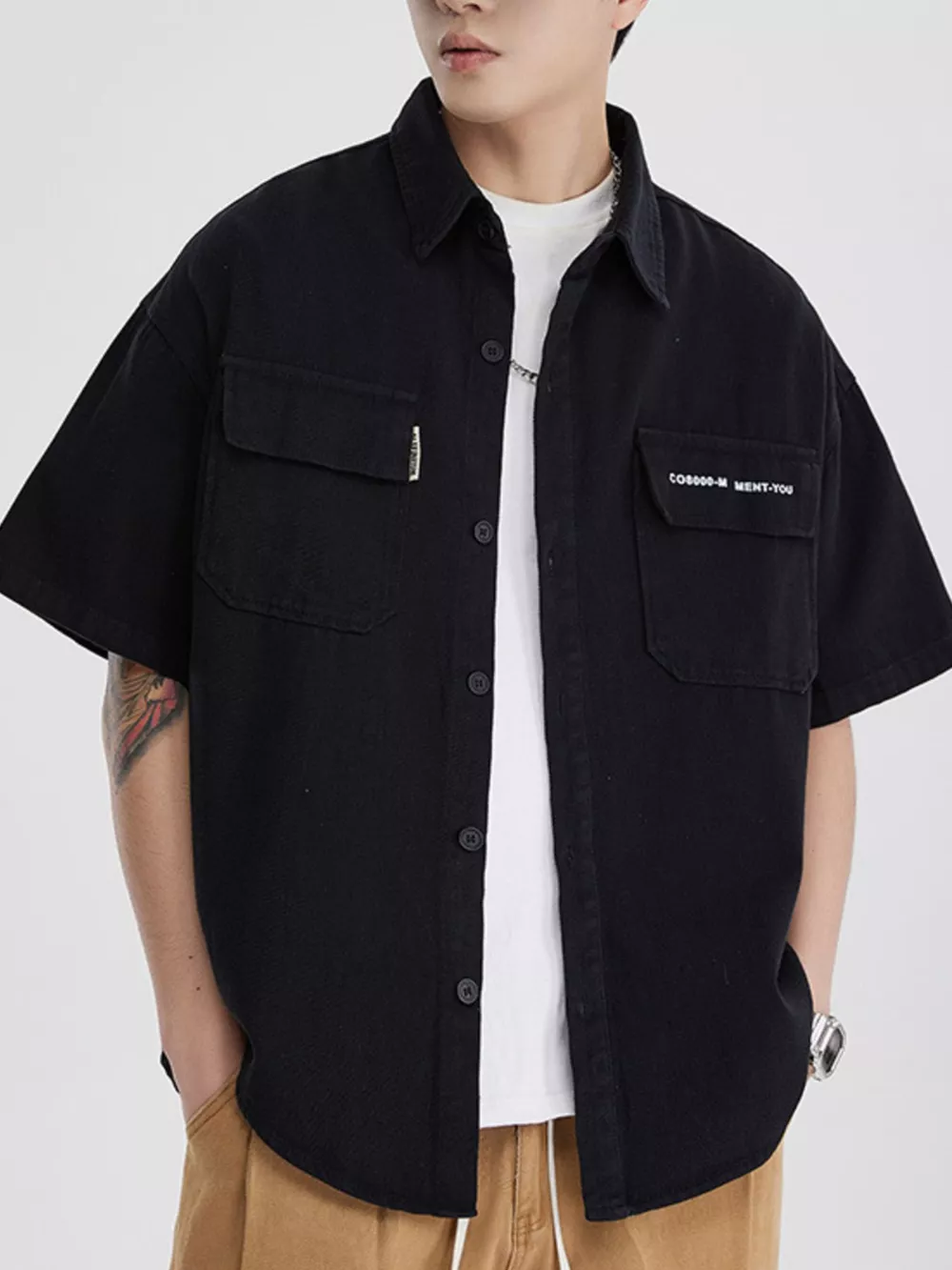 Men's Full Size Button Down Oversized Short Sleeve Shirt Plus Size, image 5