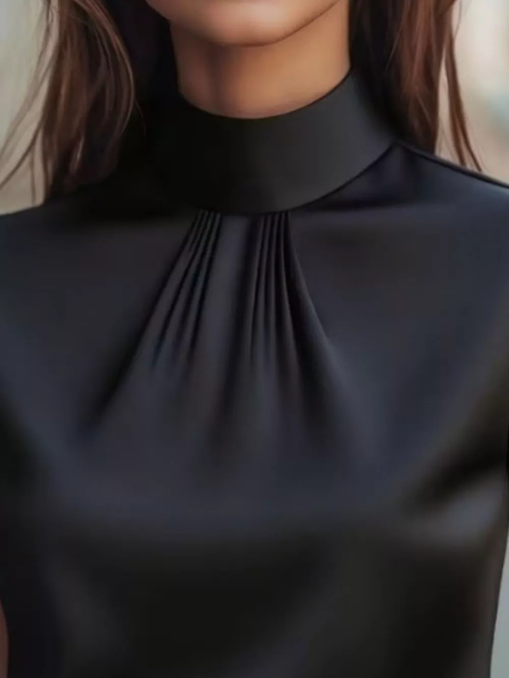 High Neck Cap Sleeve Satin Blouse, image 5