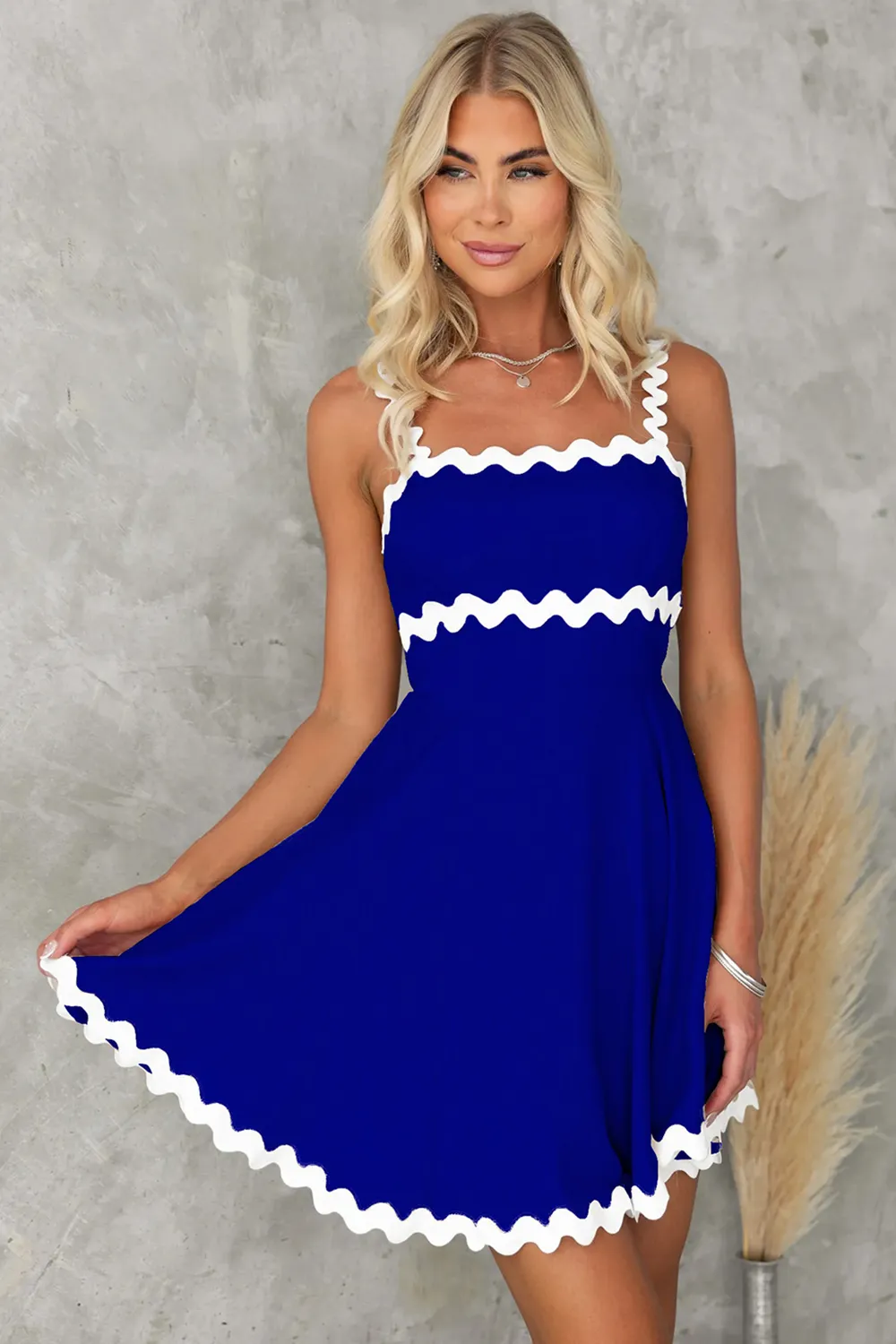 Contrast Trim Square Neck Mini Dress, image 15