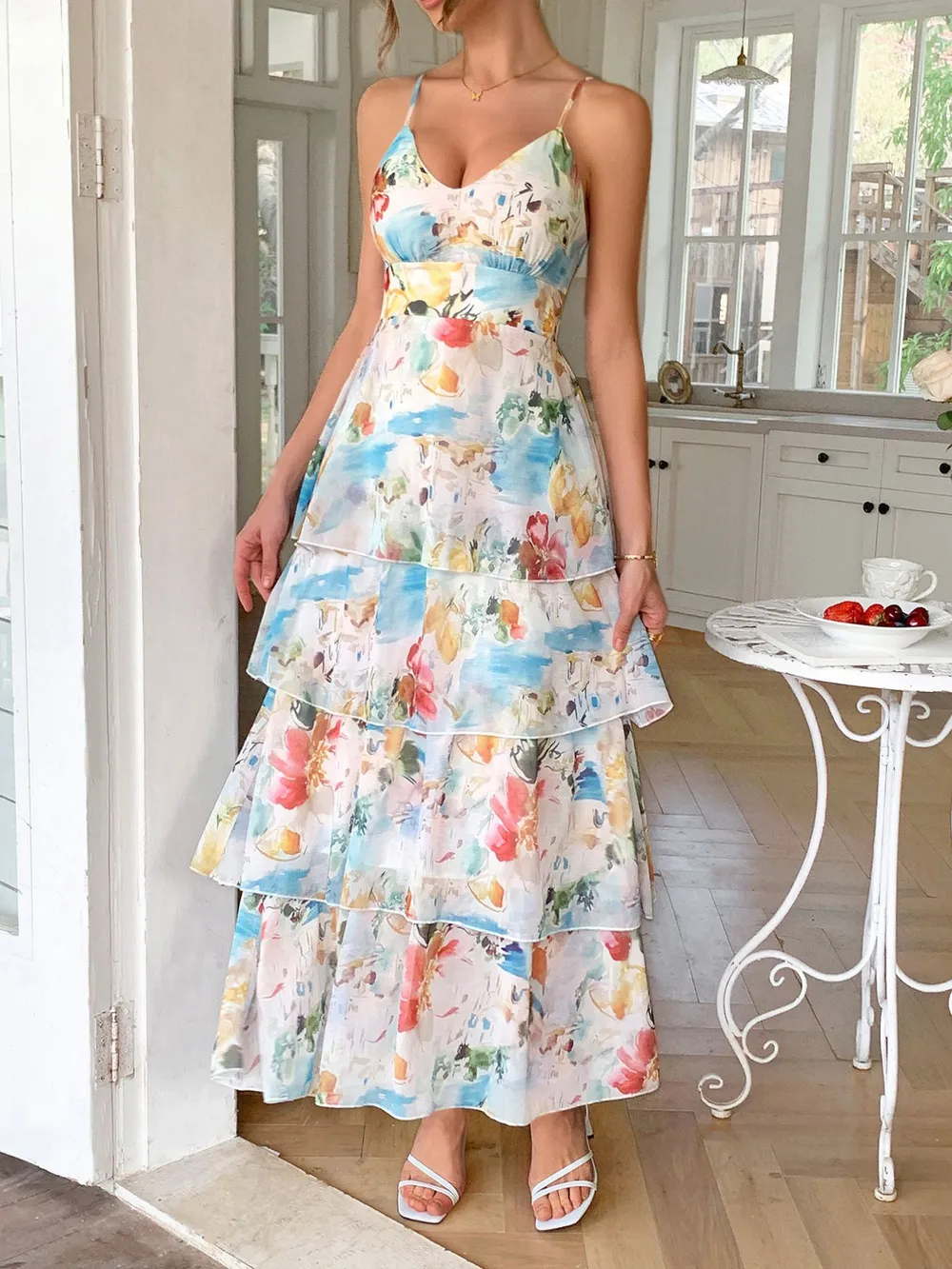 Floral Print Layered Maxi Cami Dress, image 12