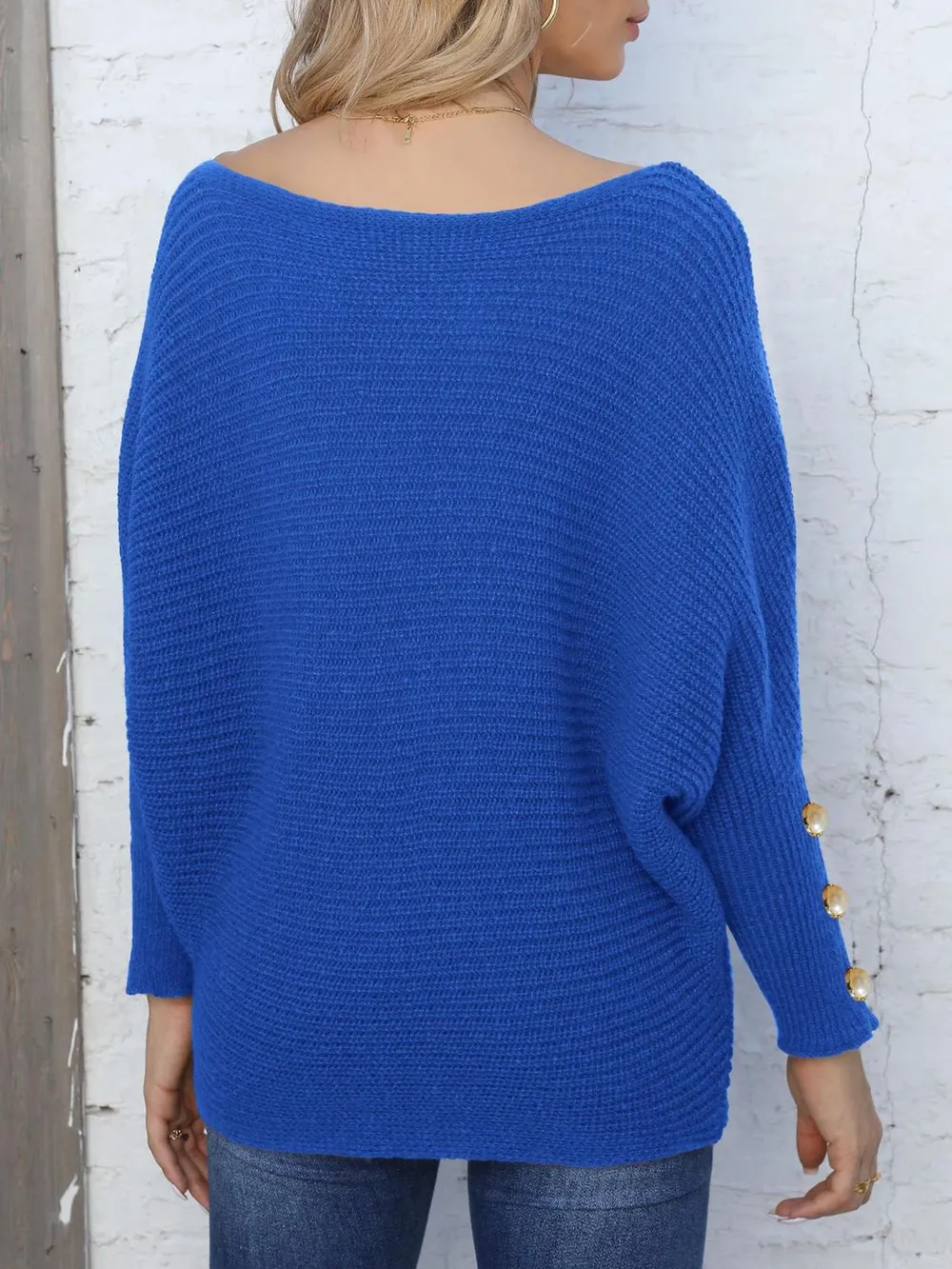 Full Size Boat Neck Long Sleeve Sweater, image 10