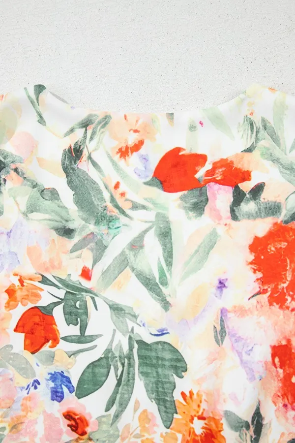 Floral Double Ruffle Sleeve V Neck Mini Dress, image 7