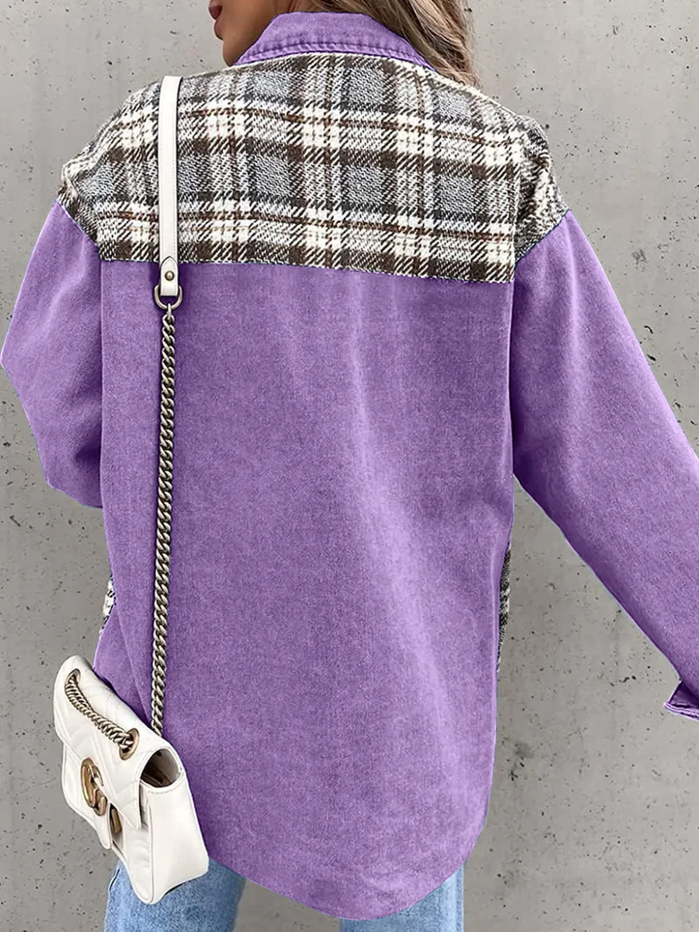 Plaid Button Up Dropped Shoulder Jacket, image 30