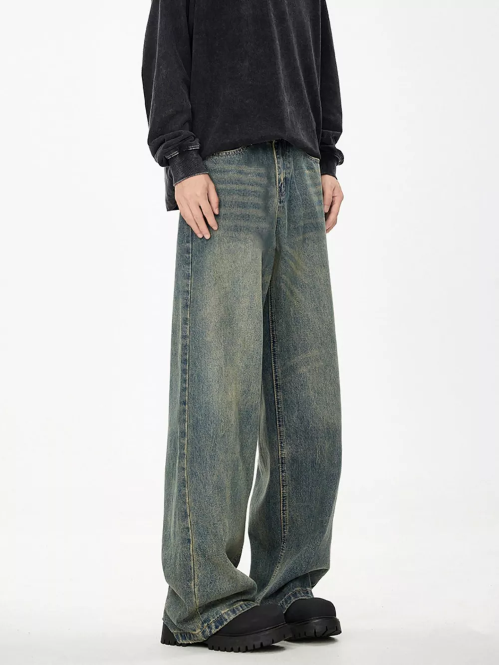 Men's Full Size Wide Leg Relaxed Fit Jeans Plus Size, image 6