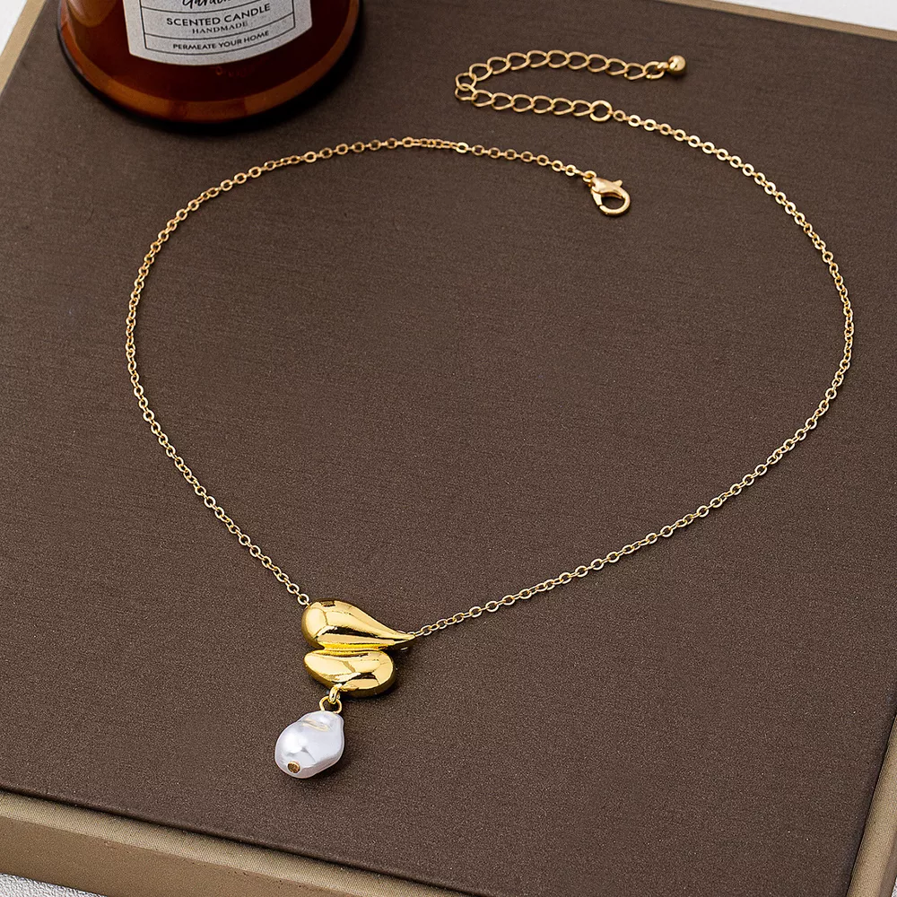 Synthetic Pearl 18K Gold-Plated Alloy Necklace, image 2