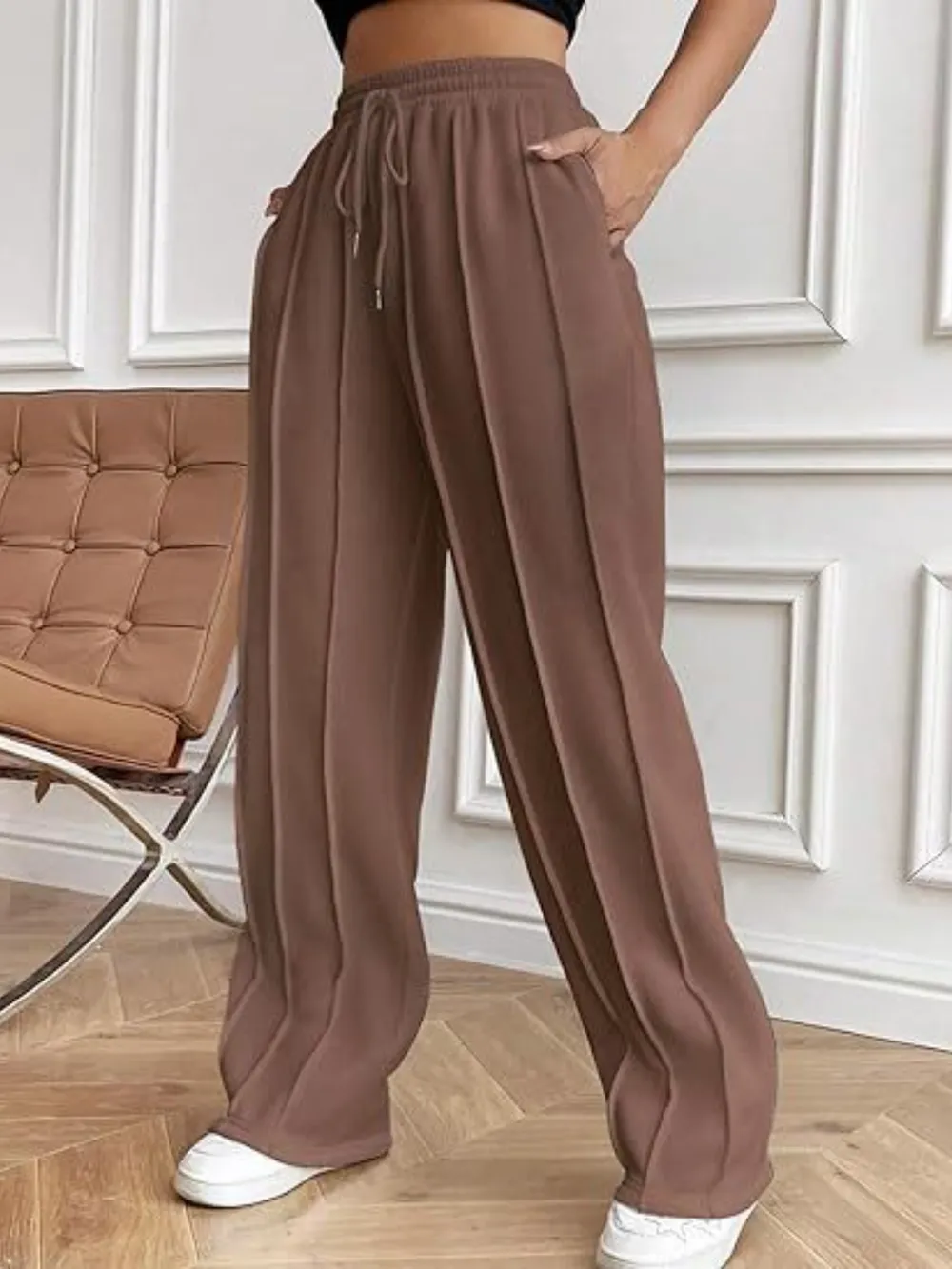 Drawstring Wide Leg Pants with Pockets, image 12