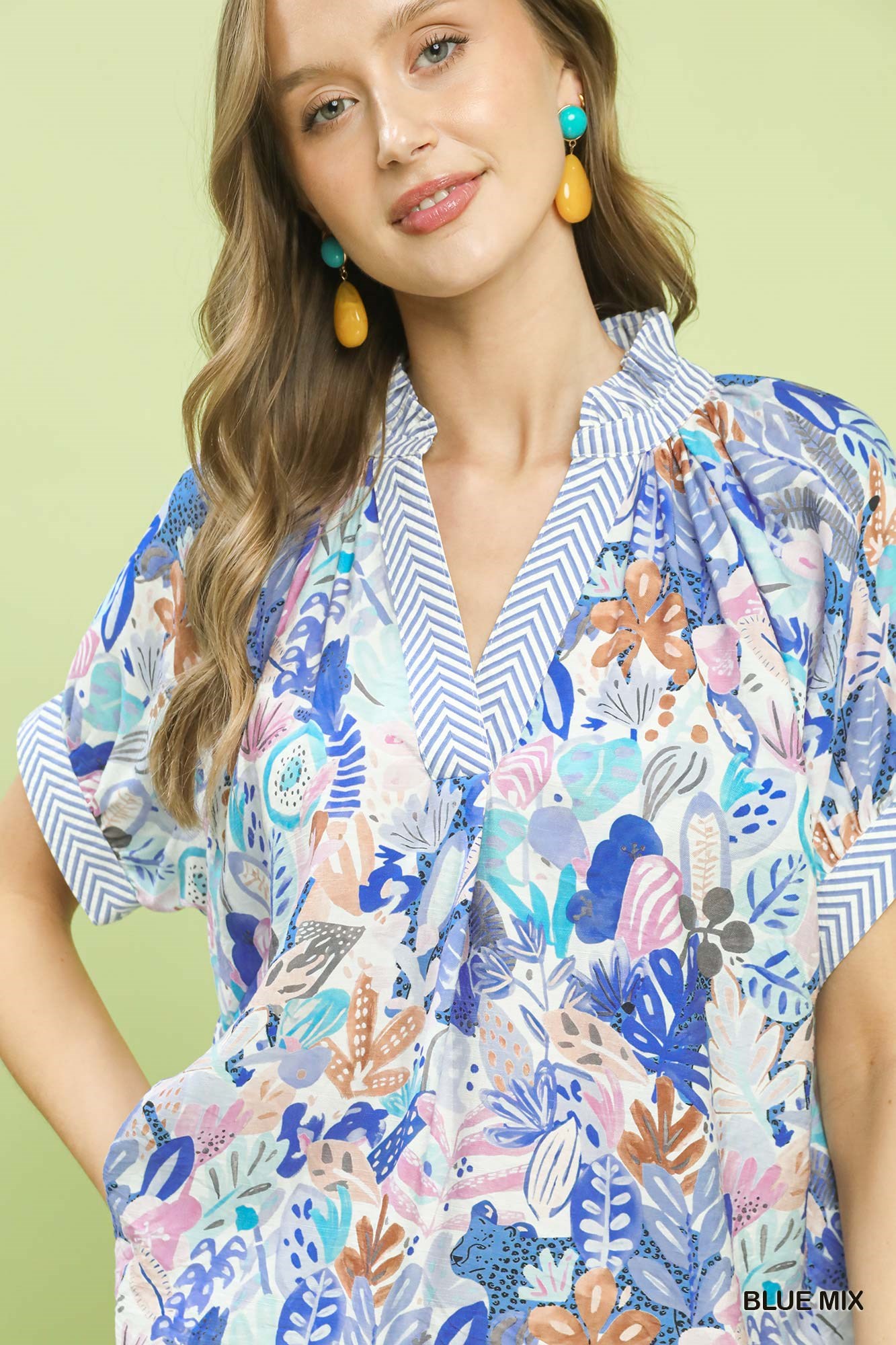 Mix Boho Printed V-Neck Top, image 4