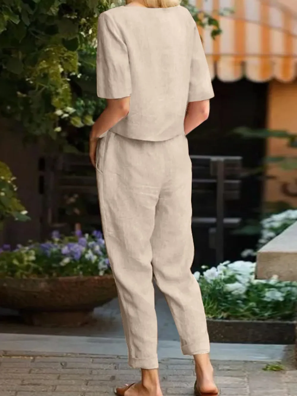 Full Size Round Neck Short Sleeve Top and Pants Set Plus Size, image 17