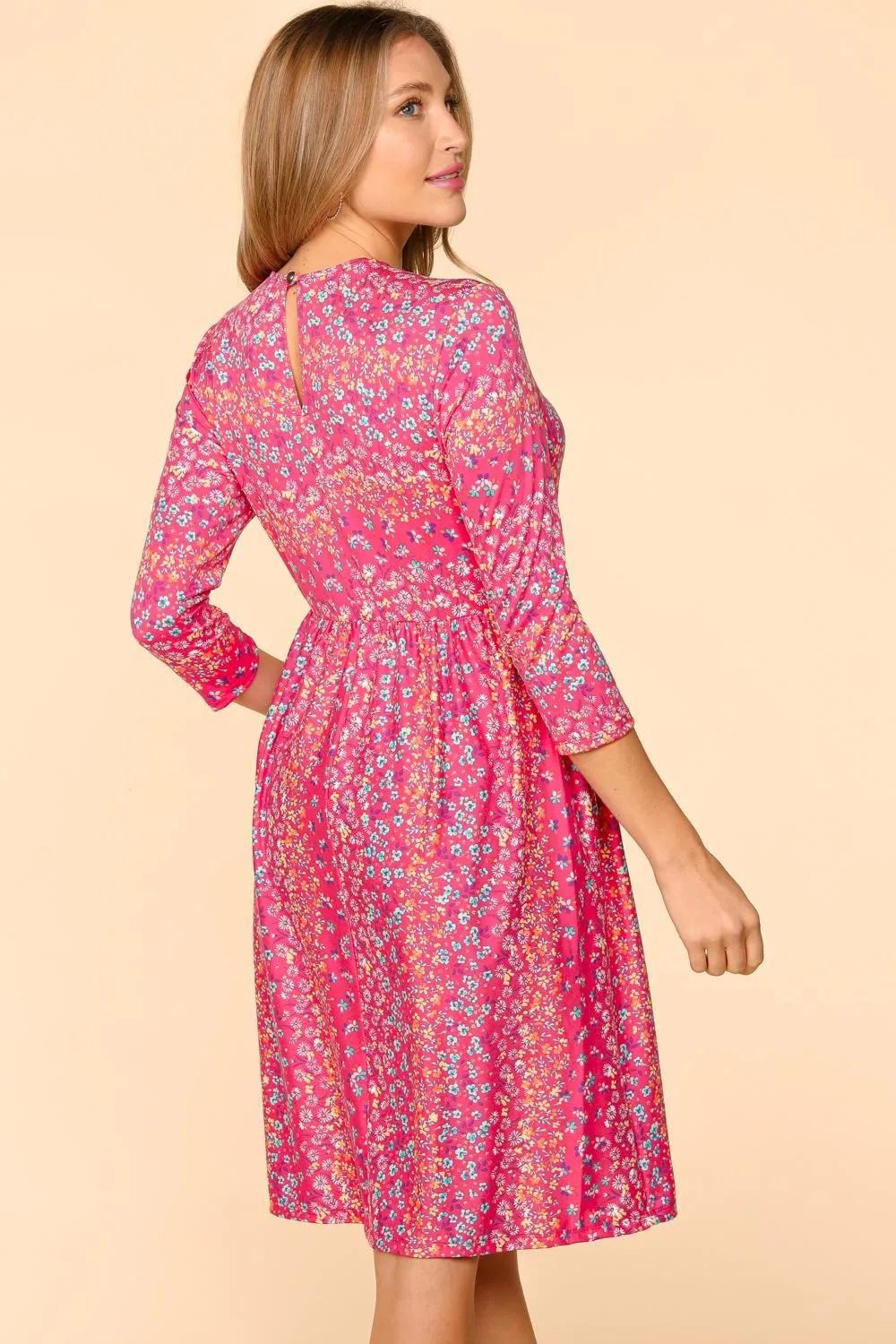 Round Neck Floral Dress with Pockets, image 3