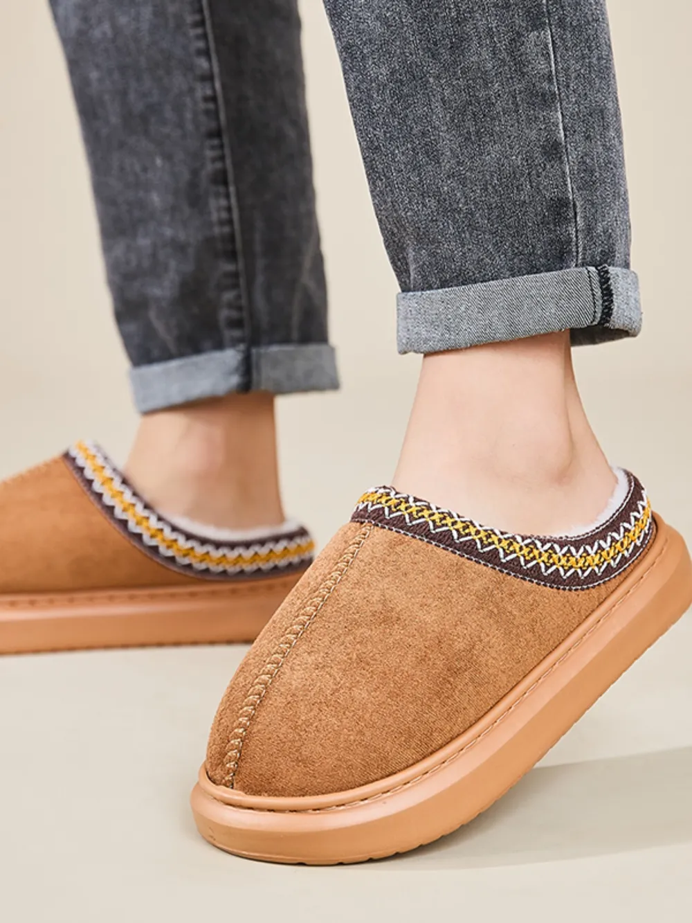 Faux Fur Suede Platform Slippers, image 20